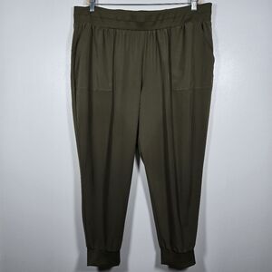 T By Talbots Olive Green Lightweight Stretch Pull On Jogger Pants Plus Size 2X